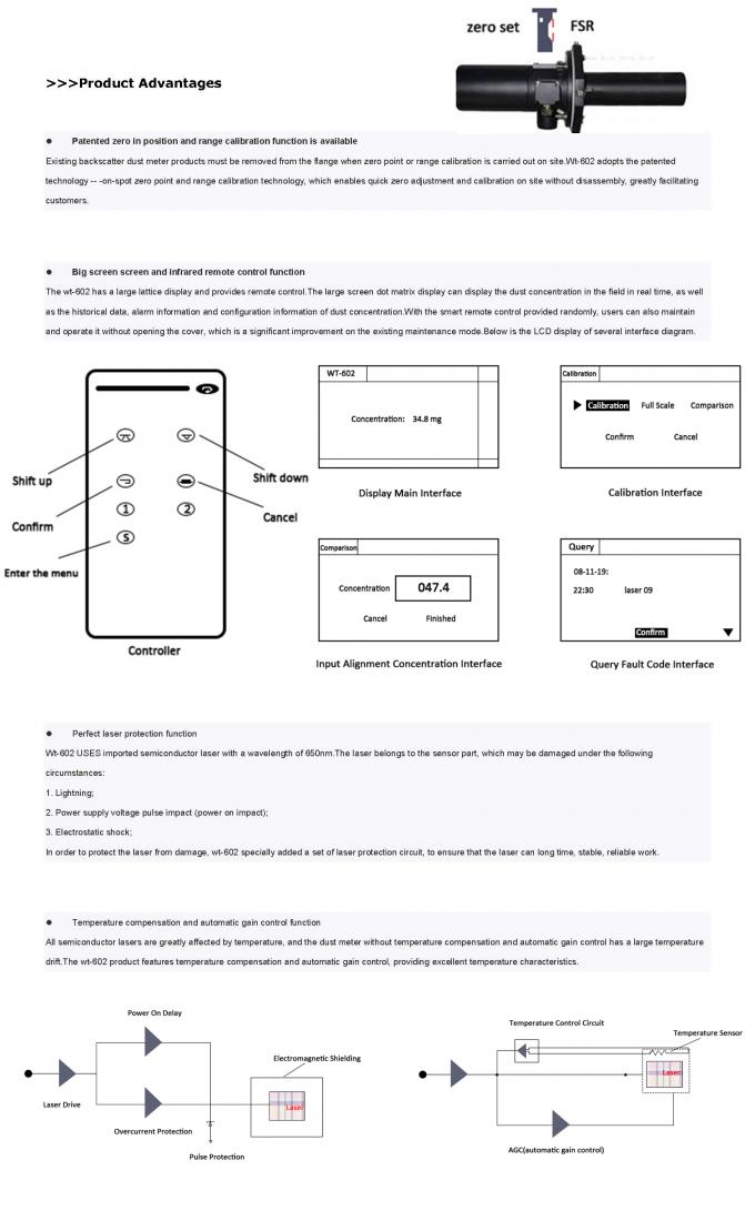 WT602 Laserowy miernik pyłu do monitoringu PM w czasie rzeczywistym dla system&oacute;w CEMS, kotł&oacute;w przemysłowych i system&oacute;w kontroli emisji 3